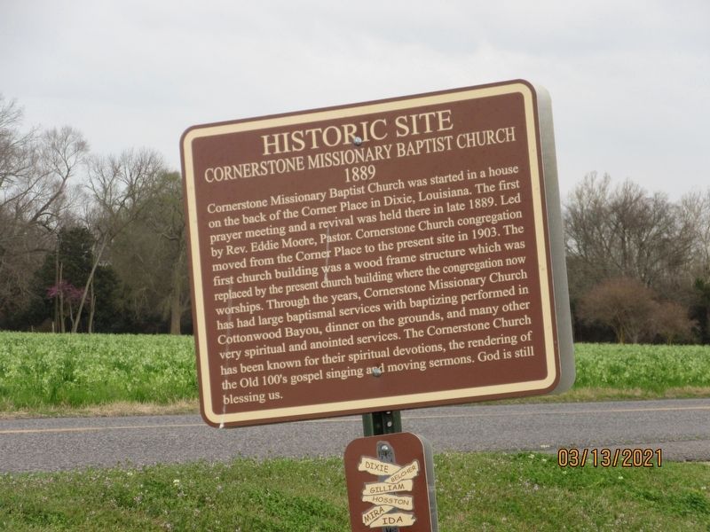 Cornerstone Missionary Baptist Church Marker image. Click for full size.