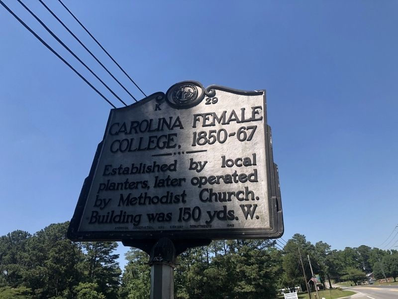 Carolina Female College, 1850-67 Marker image. Click for full size.