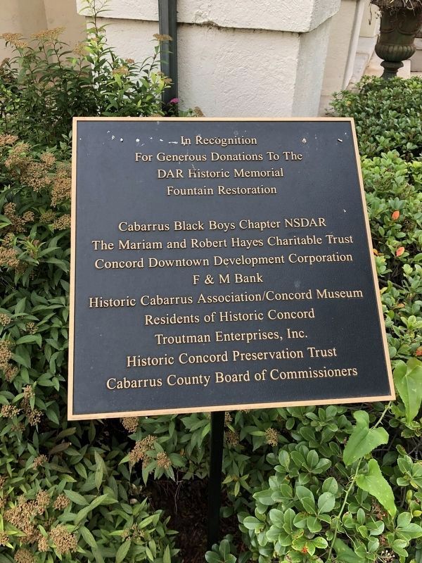 Cabarrus Black Boys Fountain Restoration Donor Plaque image. Click for full size.