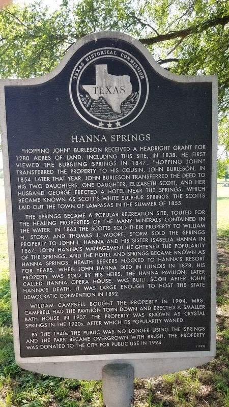 Hanna Springs Marker image. Click for full size.