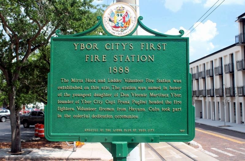 Ybor City's First Fire Station Marker after restoration image. Click for full size.