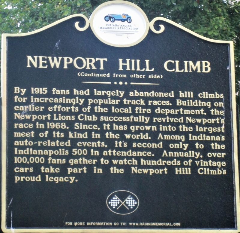 Newport Hill Climb Marker image. Click for full size.