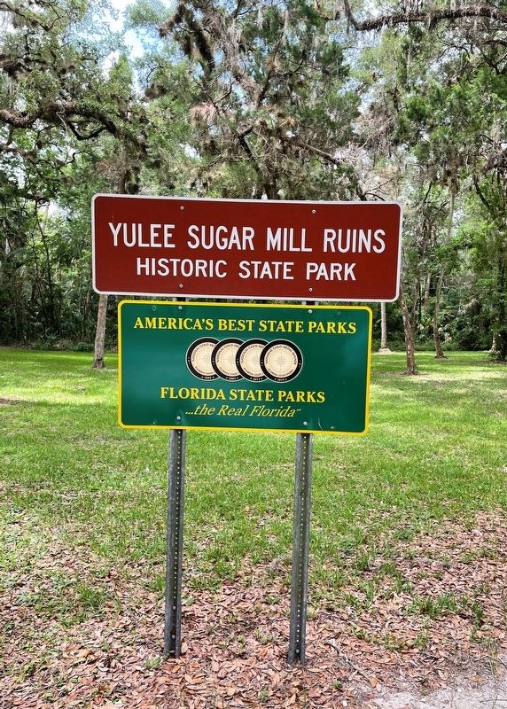 Yulee Sugar Mill Ruins sign image. Click for full size.
