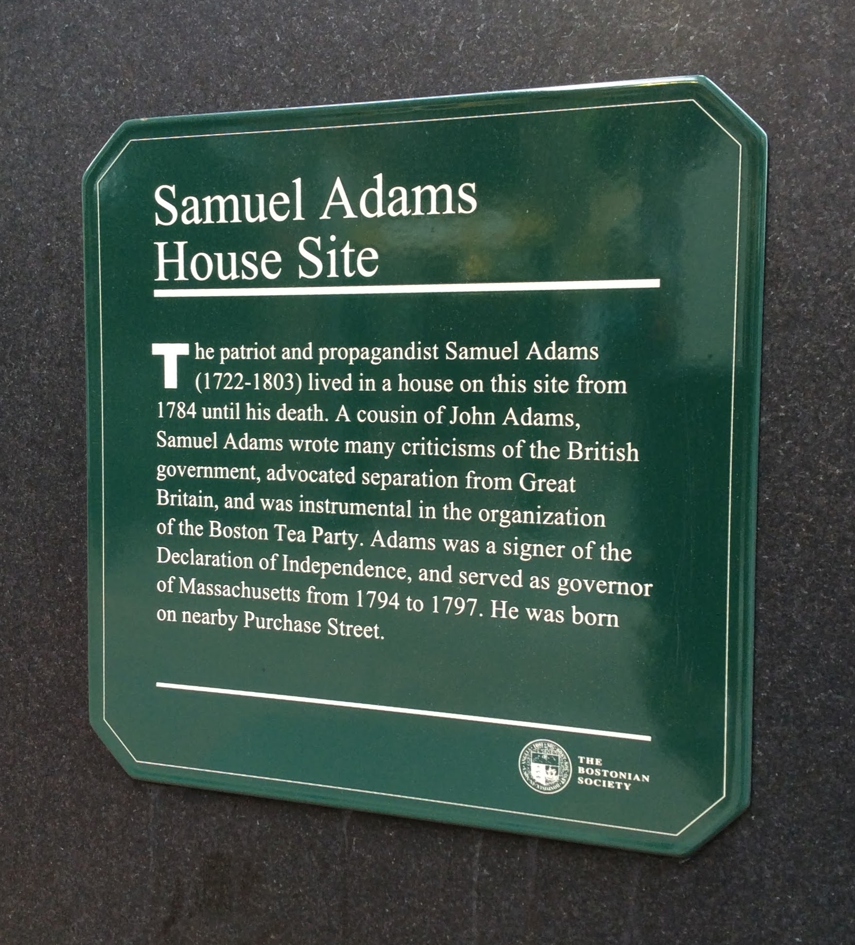 Samuel Adams House Site Marker