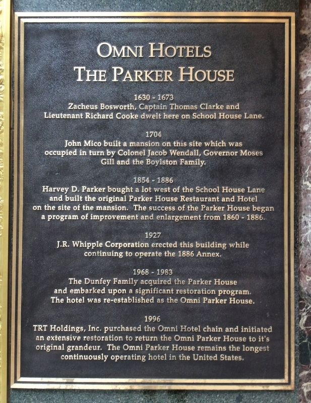 Omni Hotels: The Parker House Marker image. Click for full size.
