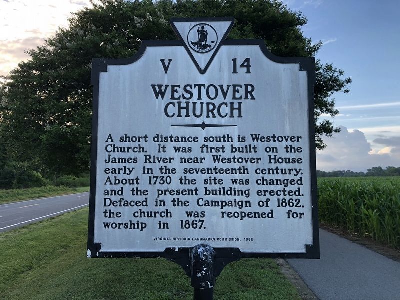 Westover Church Marker image. Click for full size.