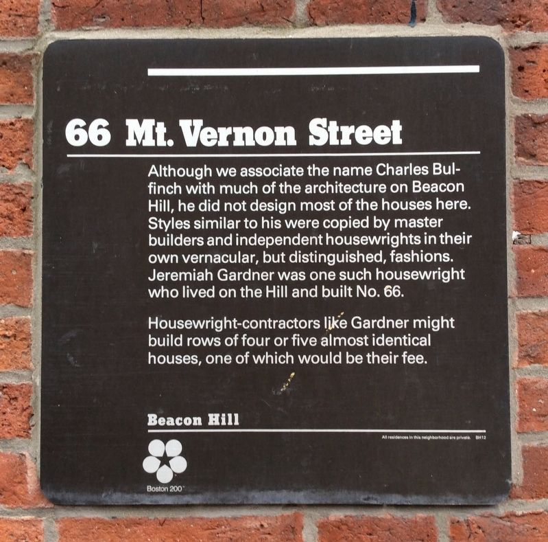 66 Mt. Vernon Street Marker image. Click for full size.