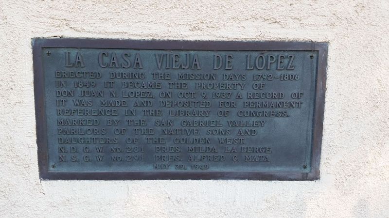 La Casa Vieja de Lopez Marker image. Click for full size.