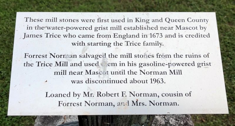 Trice Mill Stones Marker image. Click for full size.