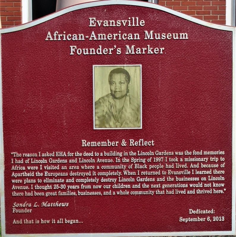 Evansville African American Museum Founders Marker Marker image. Click for full size.