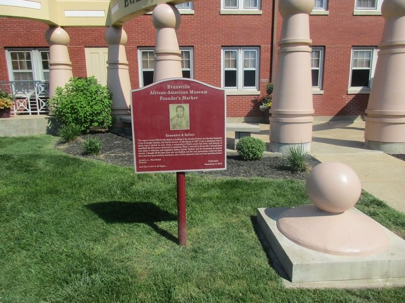 Evansville African American Museum Founder’s Marker Marker. Click for full size. Evansville African American Museum Founder’s Marker Marker image. Click for full size.