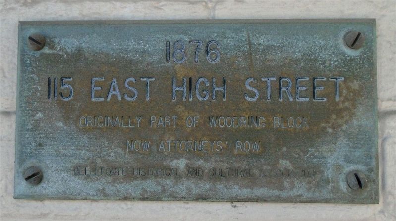 115 East High Street Marker image. Click for full size.
