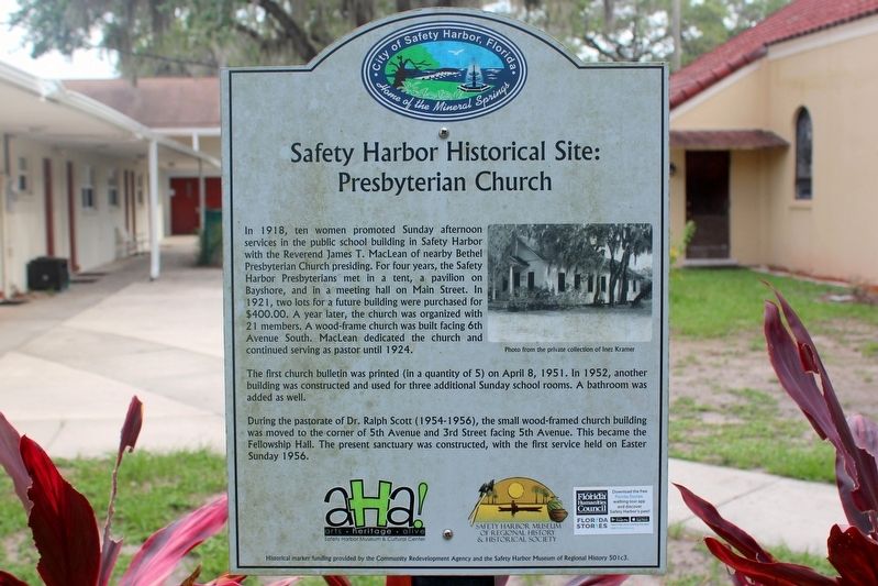 Safety Harbor Historical Site: Presbyterian Church Marker image. Click for full size.