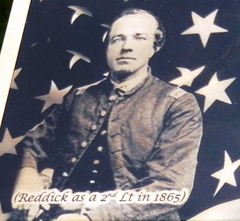 Marker detail: Reddick as a 2nd Lt in 1865 image. Click for full size.