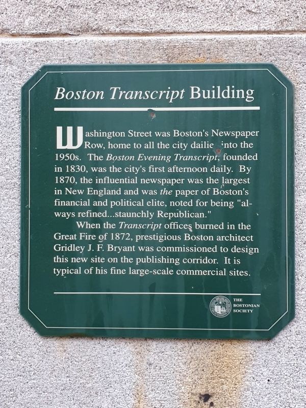 Boston Transcript Building Marker image. Click for full size.