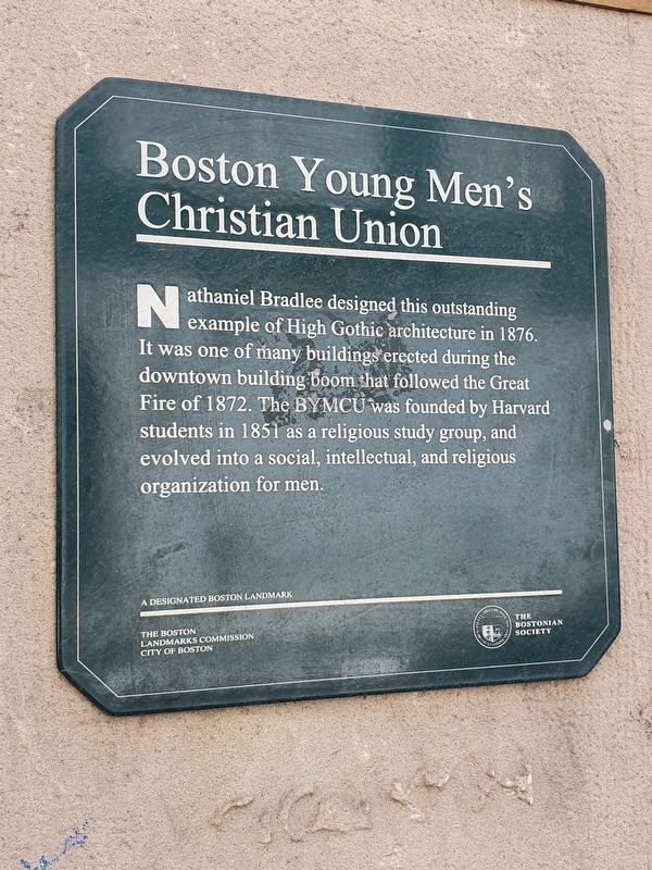 Boston Young Men's Christian Union Marker image. Click for full size.