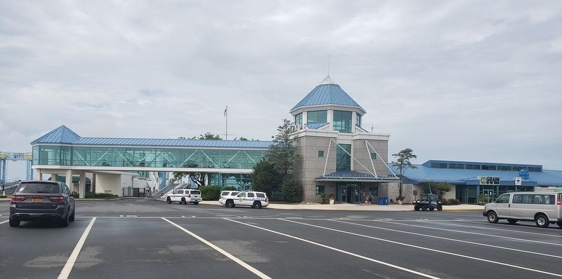 Cape May - Lewes Ferry Terminal. The plaque is to the right of the main entrance under the canopy. image. Click for full size.