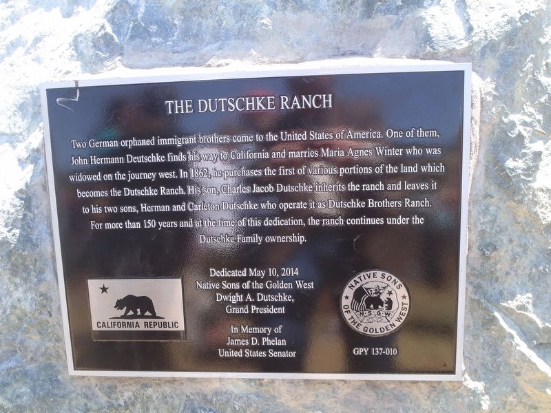 The Dutschke Ranch Marker image. Click for full size.