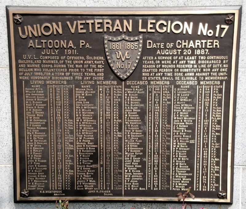 Union Veteran Legion No 17 Marker image. Click for full size.