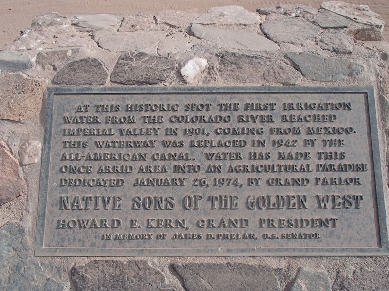 First Irrigation Water Into Imperial Valley Marker image. Click for full size.