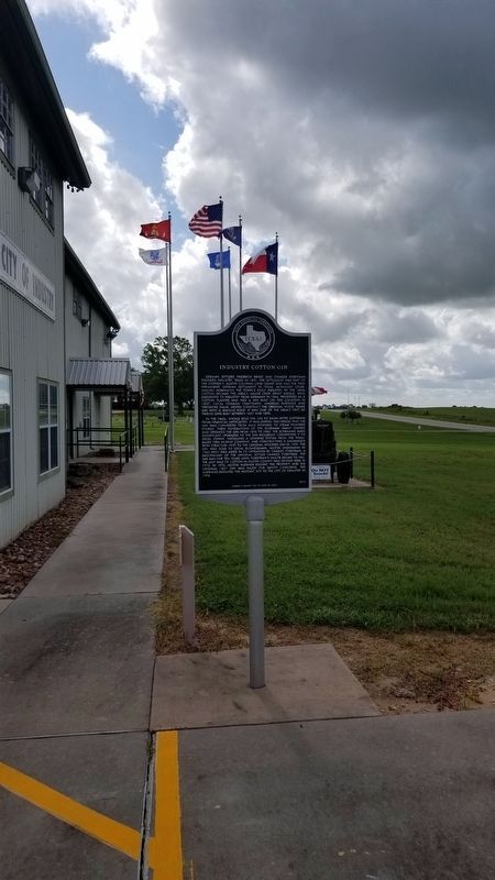 The Industry Cotton Gin Marker in front of the City of Industry building image. Click for full size.