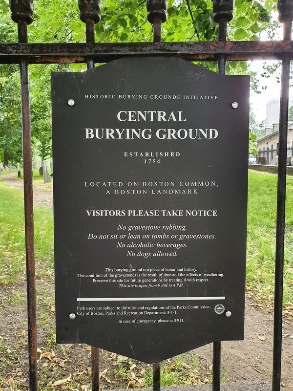 The Central Burying Ground of Boston, 1754 image. Click for full size.