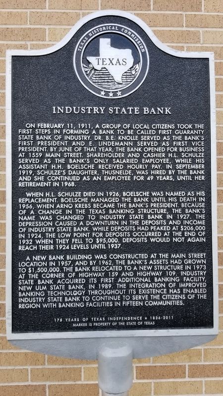 Industry State Bank Marker image. Click for full size.