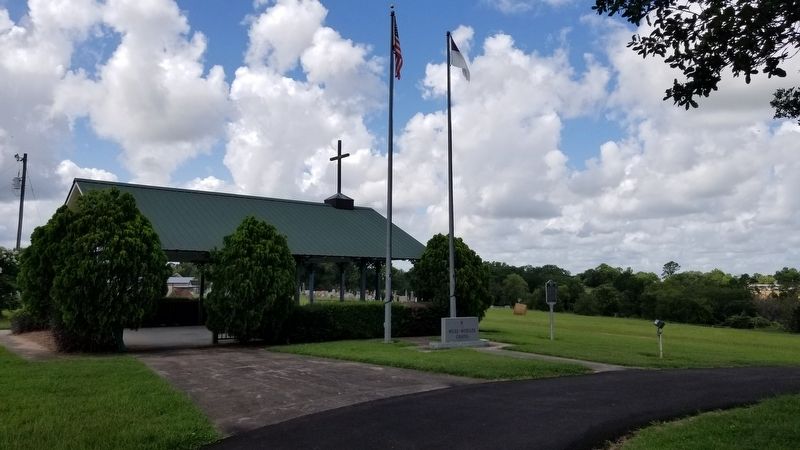 The view of the Industry United Methodist Cemetery Marker from the road with the pavilion image. Click for full size.