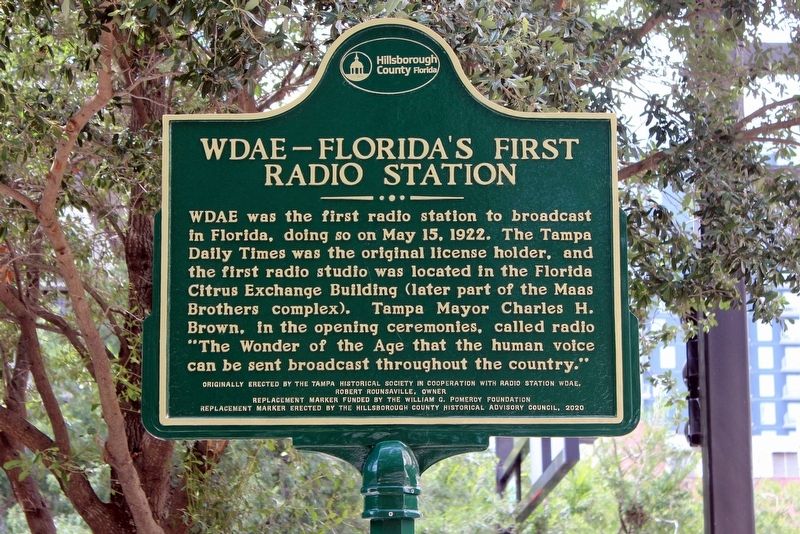 WDAE-Florida's First Radio Station Marker image. Click for full size.