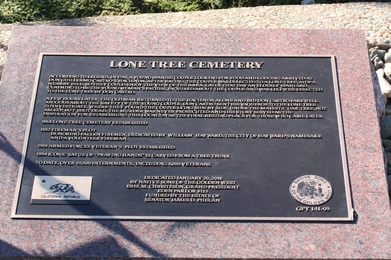 Lone Tree Cemetery Marker image. Click for full size.