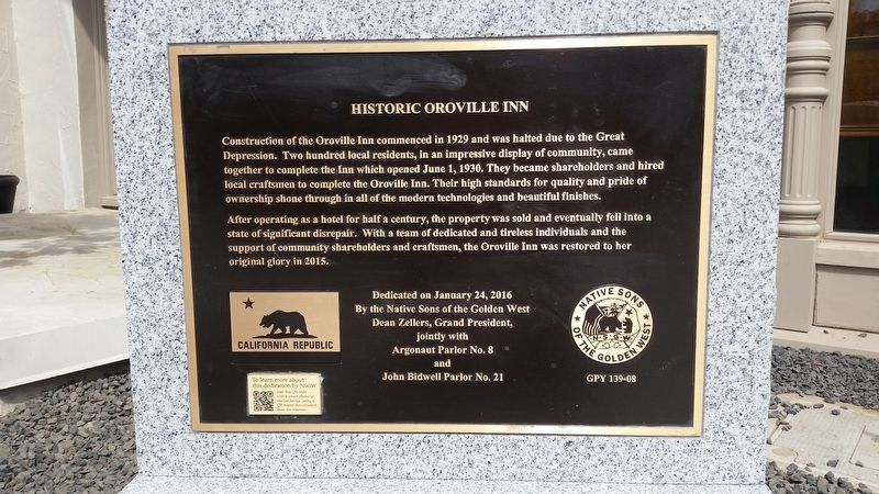 Historic Oroville Inn Marker image. Click for full size.