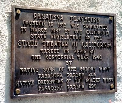Pasadena Playhouse Marker image. Click for full size.
