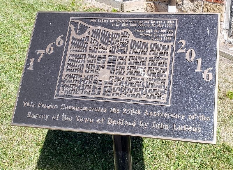 250th Anniversary of the Survey of the Town of Bedford by John Lukens Marker image. Click for full size.