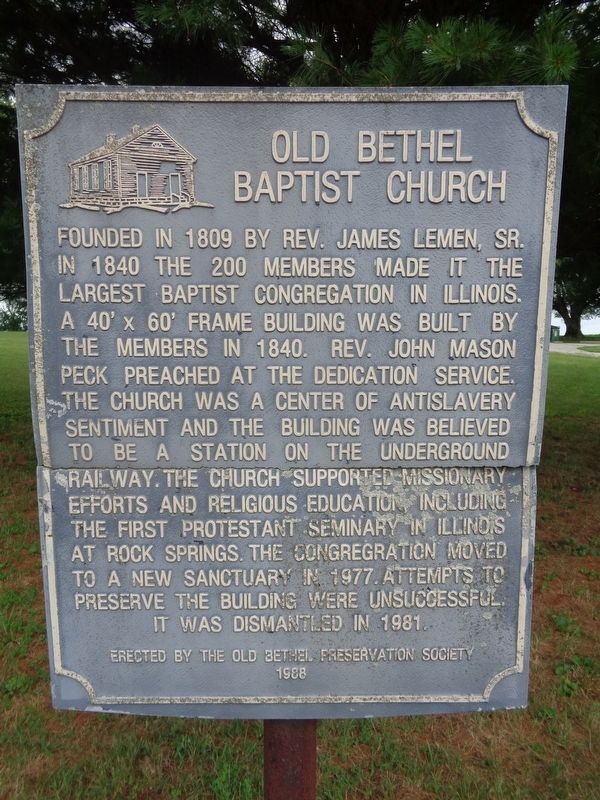 Old Bethel Baptist Church Marker image. Click for full size.