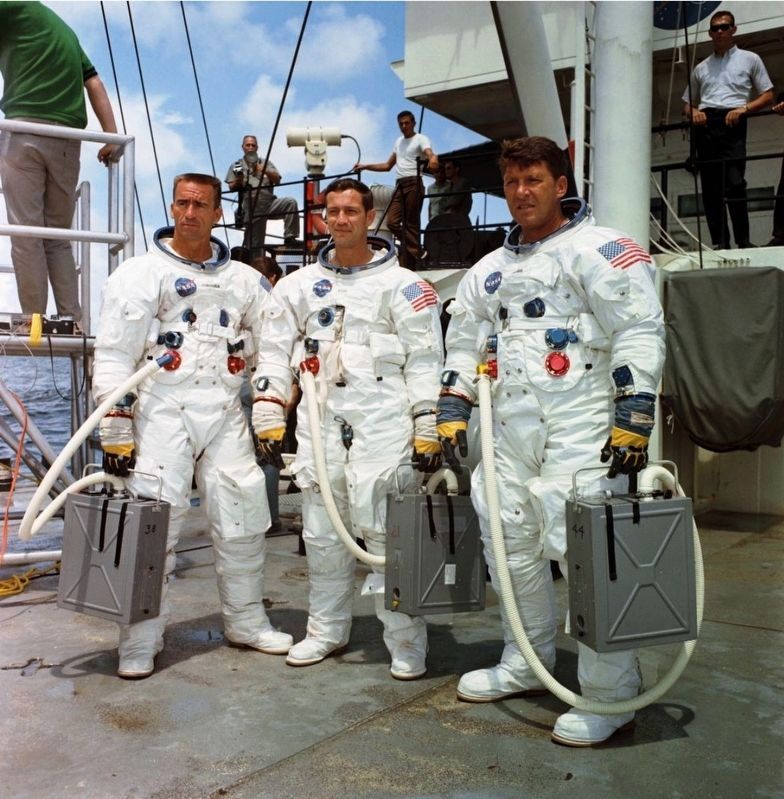 Apollo 7 Crew pre-launch photo image. Click for full size.