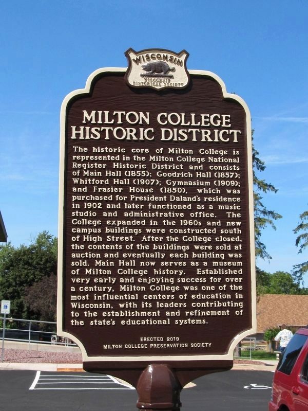 Milton College Historic District Marker image. Click for full size.