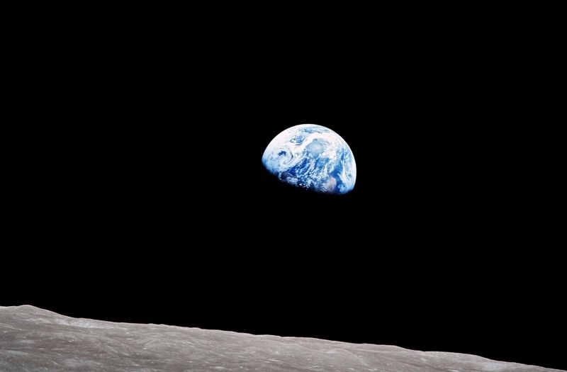 Iconic photo of Earth taken from Apollo 8 image. Click for full size.