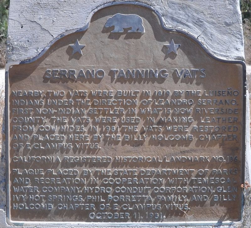 Serrano Tanning Vats Marker image. Click for full size.
