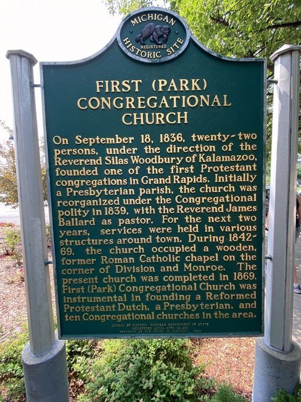 First (Park) Congregational Church Marker image. Click for full size.