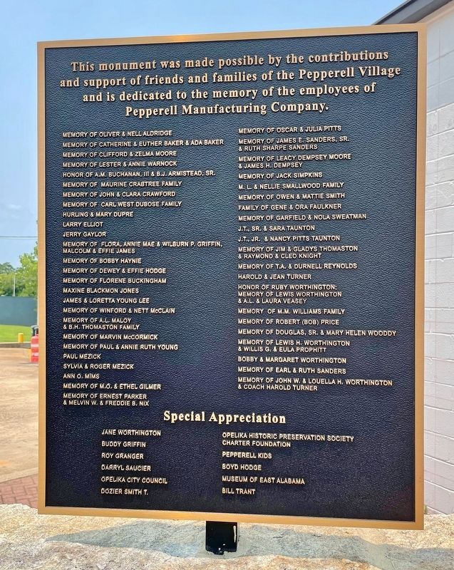 Pepperell Manufacturing Company Marker (2nd plaque). Click for full size. Pepperell Manufacturing Company Marker (2nd plaque) image. Click for full size.