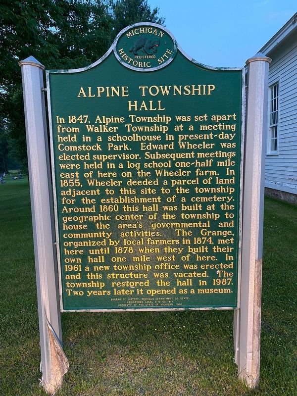 Alpine Township Hall Marker image. Click for full size.