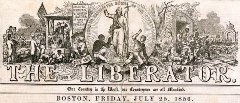 <i>Masthead from the Boston abolitionist newspaper The Liberator, dated July 22, 1856.</i> image. Click for full size.