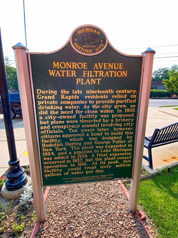 Monroe Avenue Water Filtration Plant / The Beginning of Water Fluoridation Marker image. Click for full size.