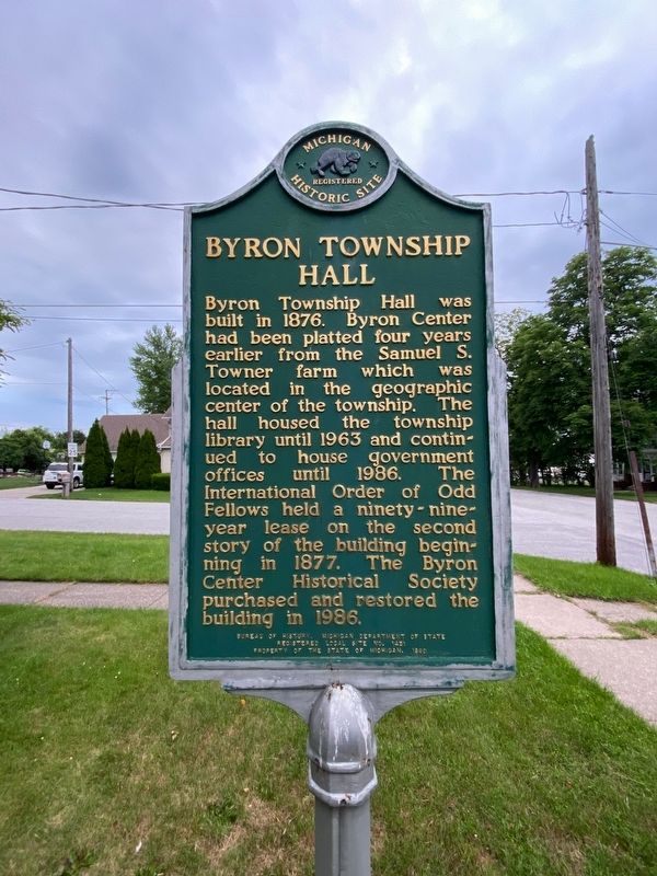 Byron Township Hall Marker image. Click for full size.