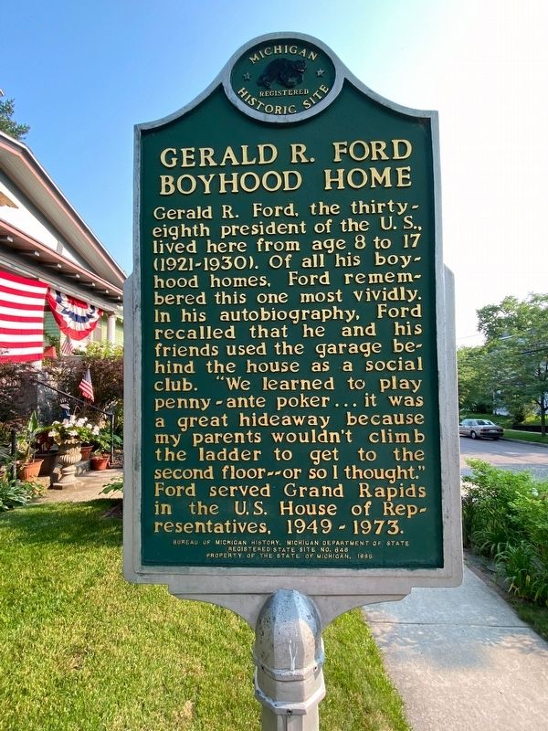 Gerald R. Ford Boyhood Home / President Gerald R. Ford Marker image. Click for full size.