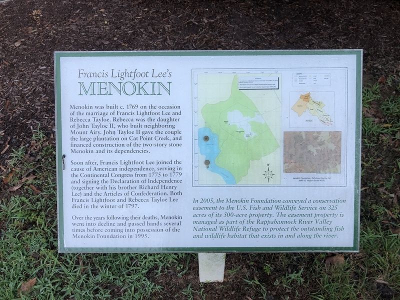 Francis Lightfoot Lee's Menokin Marker image. Click for full size.