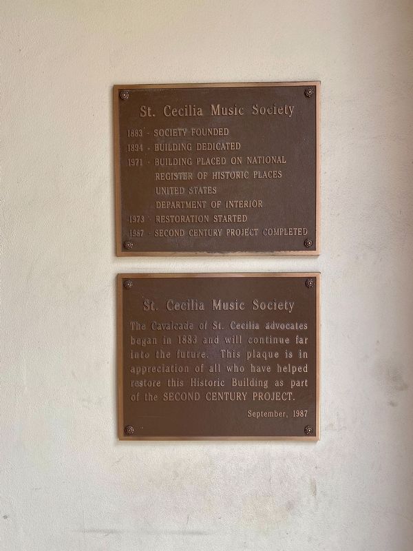 St. Cecilia Music Society Marker image. Click for full size.