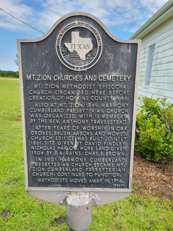 Mt. Zion Churches and Cemetery Marker image. Click for full size.