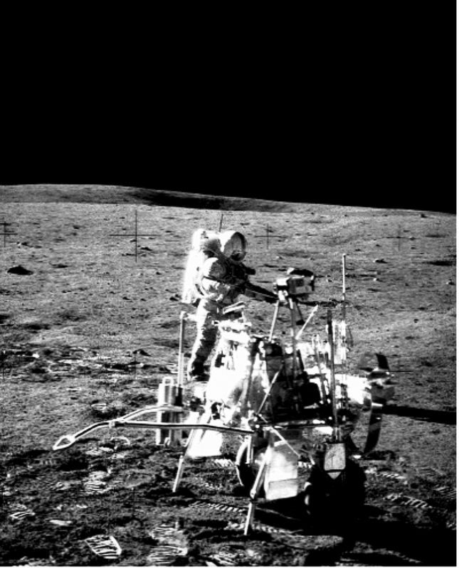 First Extravehicle Activity on the Moon image. Click for full size.