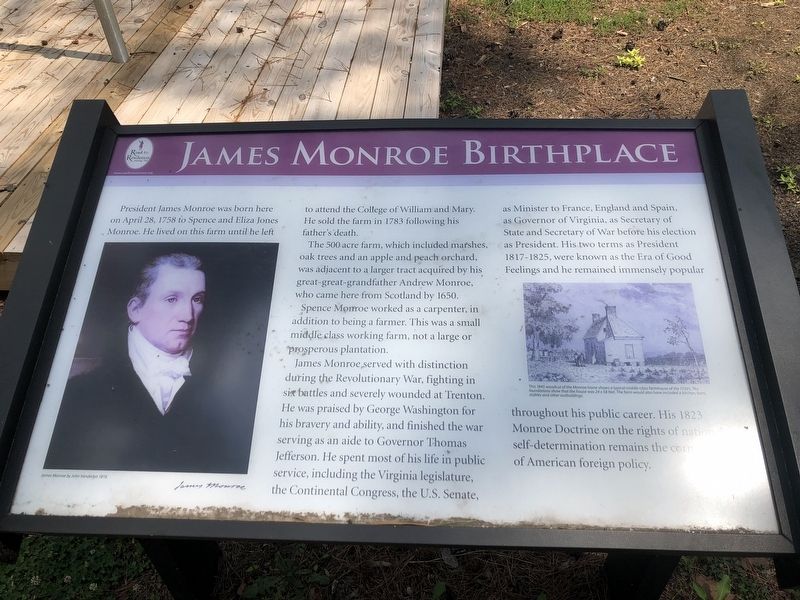 James Monroe Birthplace Marker image. Click for full size.
